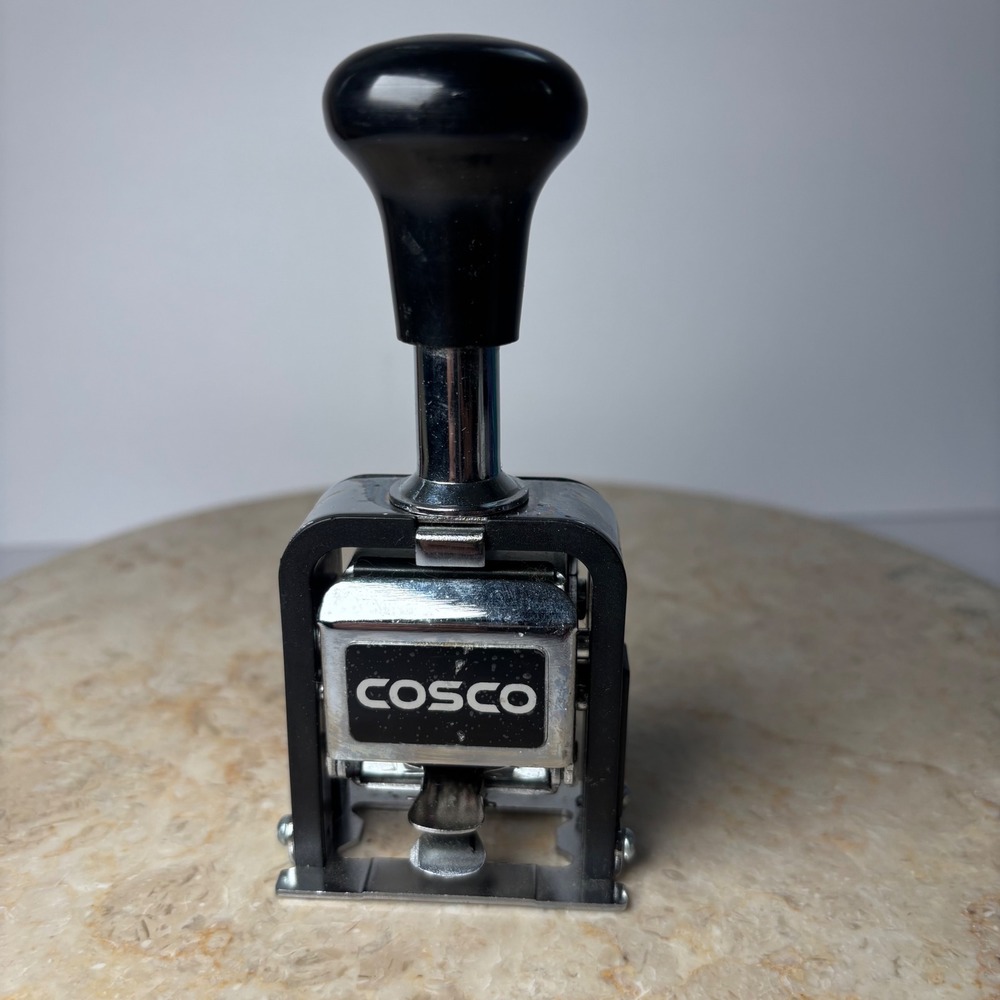 Cosco Automatic Numbering Machine Stamp 6‎ Wheel Metal Silver Black Office